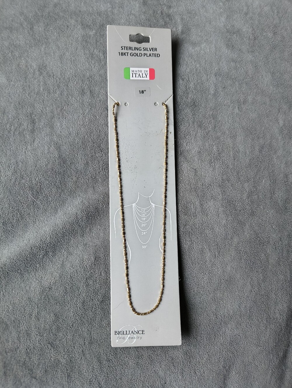 18kt Gold Plated Sterling Silver 18" Necklace
